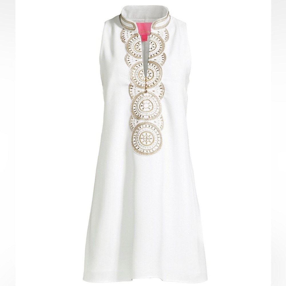 Lilly Pulitzer Embellished Resort White Jane Shift Dress NWT Size 12